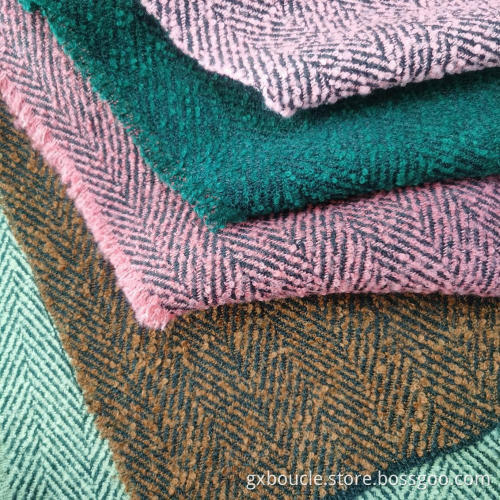 Boucle loops yarn herringbone colorful design fabrics